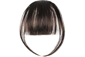 LOPHE Frangetta Finta, Frangia Sintetica con Frangia Clip, French Bangs Naturali, Fringe Hairpiece per Donna per Incontri,Feste e Uso(Marrone Scuro)