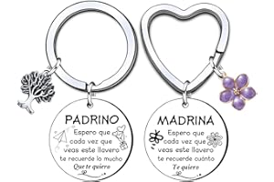 KJKJKJ 2ps Regalo Padrinos Bautizo Llavero Llavero Padrino y Madrina Padrino Regalo Llavero del Padrino Madrina idea Regalo Navidad Padrino y Madrina Regalo día de Pascua Bautismo.