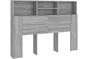 vidaXL Mueble Cabecero Armario de Cama con Almacenaje Pared Dormitorio Estantería Habitación Libros Decoraciones Gris Sonoma 140x19x103,5 cm