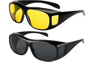 DqiUnaX Nachtfahrbrille, Nachtsichtbrille Für Autofahrer, 2 In 1 Set Mit Gelben Und Grauen Gläsern, Blendfreies Sehen Bei Nacht Und Nebel, Ideal Für Nachtfahrer Und Brillenträger