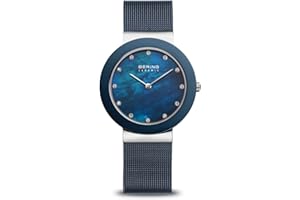 BERING Damen Quarz Uhr | Armbanduhr 35 mm Edelstahlgehäuse und Zifferblatt | Milanaisearmband | Saphierglas | 5 ATM | 11435