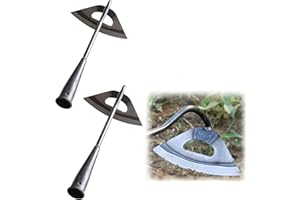 NIHEXO All-steel Hardened Hollow Hoe, Handheld Weeding Rake Planting Vegetables Farm Tool, Garden Planting Hoe, Steel Gardening Hand-held Hollow Hoe for Weeding, Farm Garden Tool Weeding Rake (2Pcs)