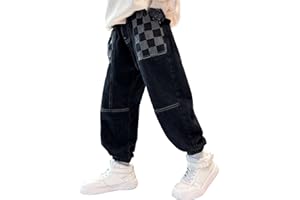 MEILONGER Baggy Jeans Ragazzi Bambini Elastici con Vita Stretch Moda Denim Pantaloni Taglie 8, 10-12, 14-16