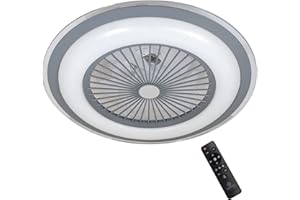 CristalRecord - Ventilador Plafón de techo con Intensidad de Luz LED regulable Blanco y Gris Liria