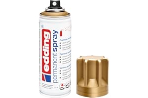 edding 5200 spray permanent - or précieux mat - 200 ml - peinture acrylique pour peindre ou décorer verre, métal, bois, céramique, plastique, toile - peinture acrylique en aérosol