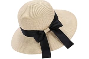 Eight Space Chapeau de Soleil Femme Été, Chapeau de Paille Pliable à Large Bord, Soleil Anti UV Élégant Chic de Soleil Beach Chapeaux