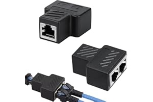Eupneicu Accoppiatore Di Rete RJ45 [2 Pezzi], Connettori Ethernet Da 1 A 2, Doppio Socket Per Ethernet Cat 5/6/7/8 Lan Cavo