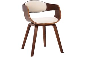 ‎CLP CLP Besucherstuhl Kingston Mit Umlaufender Rückenlehne Und Polsterung I Pflegeleichter Lehnstuhl Mit Kunstlederbezug Und Holzgestell, Farbe:walnuss/Creme