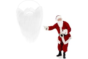 DERAYEE Party Fake Beard, Realistic Fake Beard Santa Claus Beard with Elastic Strap for Christmas Costume Masquerade Party Cosplay(White)