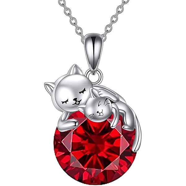CHENGHONG Sterling zilveren 925 roségouden kattenhanger ketting voor meisjes en vrouwen - kattenliefhebber diersieraden voor hem of haar - gedenkteken en voor kinderen, Sterling zilver, Kristal