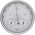 JAOK Analog Barometer with Thermometer Hygrometer, 3 in 1 Weather Station for Indoor and Outdoor,Sainless Steel Frame(Silver)