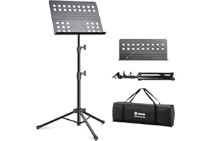 Vekkia Sheet Music Stand - Professional Portable Music Stand with Carrying Bag, Metal Super Sturdy for Laptop Projector Desktop Book Stand (Upgraded Version: more Sturdy and more Portable)
