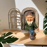 NIWWIN Garden Gnome 3D Resin Statue Tree Ornaments Miniature Statue Decoration Cute Figure Statue Garden Accessories for Indoor & Outdoor Gnome and Window Creative Artwork Male