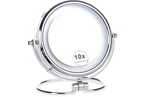 HIMRY KXD3137-7x stojakowe lusterko kosmetyczne LED, składane, metalowe chromowane lustro stołowe, podświetlane, do golenia, lustro łazienkowe, dwustronne obracanie o 360°, 7-krotne powiększenie,