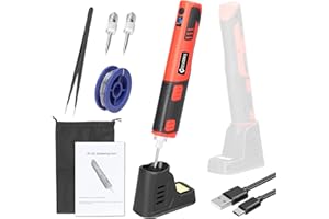Geevorks Set di saldatore a batteria，2000mAh Intelligent Soldering Machine Handheld Soldering Iron Kit con base di saldatura, lampada da lavoro a LED, pinzette per principianti e