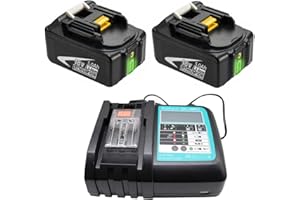 FengWings® 2 x akumulator litowo-jonowy 18 V 5,0 Ah BL1850B z ładowarką DC18RC, zamiennik do Makita LXT BL1830 BL1840 BL1850 kompatybilny z Makita