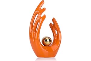 LCCCK Statua Astratta Moderna in Ceramica Arancia E Oro, Decorazione Scultorea Estetica Arancia Da Centrotavola, Statua Romantica per Mobile Tv, Soggiorno, Camera Da Letto, Ufficio