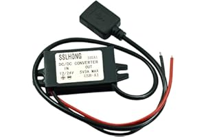 SSLHONG DC DC Converter Buck Module 12V/24V to 5V 3A USB A Output Step Down Voltage Regulator Charge (Standard USB)