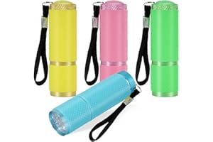 DAOUZL Lampe Torche LED, 4 Pièce Lampe de Poche, Lampe Torche Led Ultra Puissante, Mini Lampe de Poche, Lampe Torche étanche pour Enfant, pour Camping Lecture Promenade Randonnée Travail