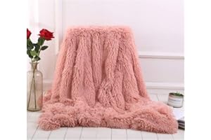 Hggzeg, Coperta a pelo lungo super morbida, elegante e accogliente, in finta pelliccia, decorativa, per divano, sedia e letto (polvere di fagiolo, 160 x 200 cm)