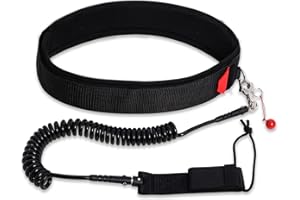 Gekufa Sup Waist Leash Quick Release Adjustable Leash Waist Belt with 3 m Paddle Board Coil Leashes for Stand Up Paddle Board Water Sport