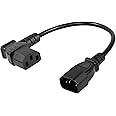 CERRXIAN IEC 320 C14 to 90 Degree C13 PDU Power Supply Extension Cable,C14 Male to Left Angle C13 Female 3 Pin Power Cord for Monitors,Computers,Etc-0.4M/15.7inch