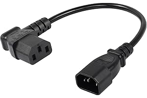 CERRXIAN Kabel zasilający PDU IEC 320 C14 do 90 stopni C13, C14 męski lewy kąt C13 żeński 3-pinowy do monitorów, komputerów itp. -0,4 m/15,7 cala