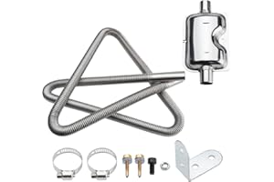 EFFITNEE FanPaYY Tubo di scarico per generatori 200 cm per auto da 25 mm con due fascette in acciaio inox per riscaldamento diesel, Tubi di scarico per riscaldamento diesel con silenziatore