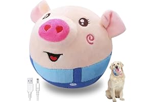 PICKONA Active Moving Pet Plush Interactive Dog Toys, Bouncing Pig Dog Toy, Talking Moving Dog Toy Jumping Pig Toy Dancing Dog Ball For Dog Cat Pets, Washable Cartoon Pig Squeaky Pig Dog Toy