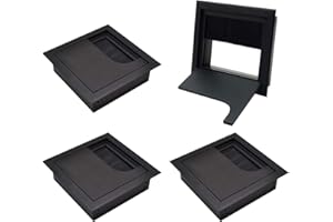 LIKERAINY Pasacables Mesa Oficina Cable Glándula 80x 80mm para Encastrar en Escritorio Cable Salida Angular Aluminio Acabado Negro Anodizado Organizador de Alambre 4 Piezas