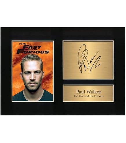 Tableau Autographe Paul Walker Fast And Furious A3 Encadré - Cadeau Fan Cinéma