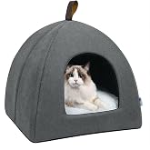 Voarge Cat Cave Bed, Soft Cat Cave, Soft Plush Warm Cat Beds, Cat Nest with Removable and Washable Inner Cushion, Grey, Large