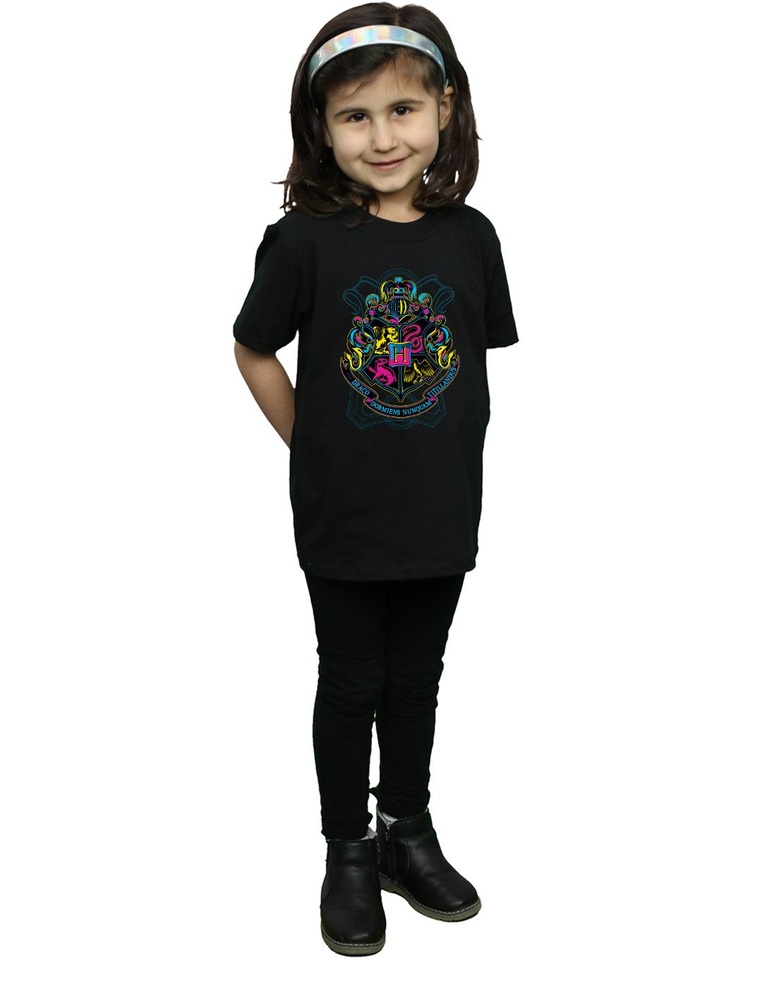 Harry-Potter-Mdchen-Neon-Hogwarts-Crest-T-Shirt