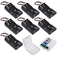 GTIWUNG (Pack of 7) 2 AA Battery Holder,Battery Storage Box, Battery Holder Case Box with Wire, Black Plastic Batteries Case with Pin, 2 X 1.5V 3V AA Battery Holder with Leads (2 Solts)