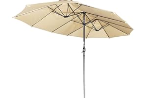 Angel Living Parasol Double avec Manivelle, Avec Traitement Hydrofuge et Protection UV 50+, pour Jardin Balcon Terrasse Extérieur Piscine Plage Sans Socle