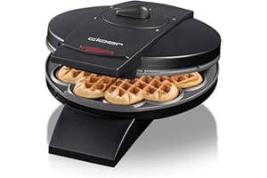 Cloer 1620 Gofrera para gofres de corazón, 930 vatios, tamaño de gofre 15,5 cm, nivel de tostado infinitamente seleccionable, negro
