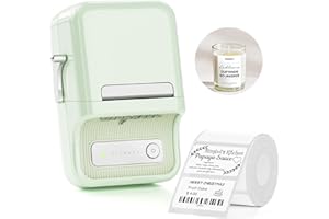 NIIMBOT B21 Label Maker Machine, Bluetooth Label Printer 2 Inch Portable Thermal Sticker Printer with 1 Roll Waterproof Label for Home Office Small Business Organization, Compatible with Phone & PC