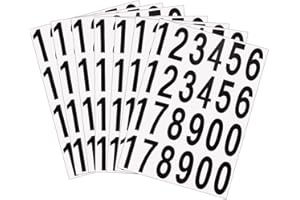 CYSJ 20 Hojas de Pegatinas de Números Casa Calcomanías Autoadhesivas de Números de Vinilo para Residencia y Señales de Buzón(Negro sobre blanco, 2 Pulgadas)