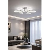 Doruk 6'lı Plafonyer Krom Led Avize Kristal G&ouml;r&uuml;n&uuml;m Beyaz Işık Enerji Tasarruflu Oturma Odası Yemek Odası