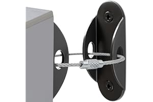 JIUDONE 2 Pack Furniture Wall Anchors,Anti Tip Furniture Anchors for Baby Proofing,Secure 400 lbs Furniture to Wall Prevent Falling,Safety Furniture Straps for Child and Pet,Earthquake Straps - Black