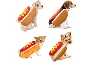 Fansu Pet Halloween Costume Dog Cat, Pumpkin Costume Puppy Cosplay Clothes Design Creative Funny Warm Outfits Hoodie Animal Costumes Apparel with Hat and Ears (L,hot dog)