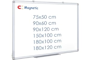 maxtek Whiteboard 90 x 60 cm, Magnetic White Board for Wall, Aluminium Frame WhiteBoard with Pen Tray, Dry Erase Board for Home Office School