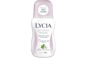 Lycia, Sensitive Me and You Deodorante Roll On Senza Sali di Alluminio e Senza Alcool, Fresca Fragranza a Base di Melissa e Fiori d'Acqua, Efficace fino a 48H, Antimacchie, 50 ml