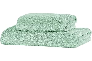 GIOVANNI DOLCINOTTI MADE IN ITALY Set di 2 Asciugamani Bagno Viso e Ospite, in Spugna di Cotone 450 gr/mq, 110 x 60 cm + 60 x 40 cm, Morbido al Tatto, Made in Italy, Tinta Unita Salvia