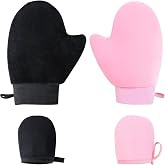LIANRISES 4 Pieces Self Tanning Gloves Applicator Glove Cream Back, Washable, Soft and Uniform Effect for Sunscreens, Lotions
