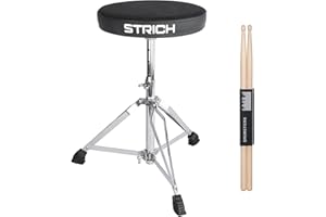 STRICH Drum Stool Set, Padded Seat Height Adjustable Drum Throne with 5A Drumsticks for Adults Beginner Drummers, SDB-10 Standard