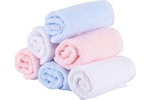 LANJUE 6 Pack Cotton Face Cloth, 20x20cm Flannel Face Cloths Facial Cleaning Cloth Washcloth Face Removing Towel Makeup Remover Wipes Face Flannels Muslin Cloths for Beauty Routine