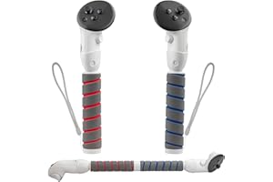 Aukuoy Controller Grips Extension for Quest 3: Dual Handle Attachments for Quest 3 Controller Accessories, Controller Extension Grips for VR Games Gorilla Tag Long Arms, Golf Club, Beat Saber Handle