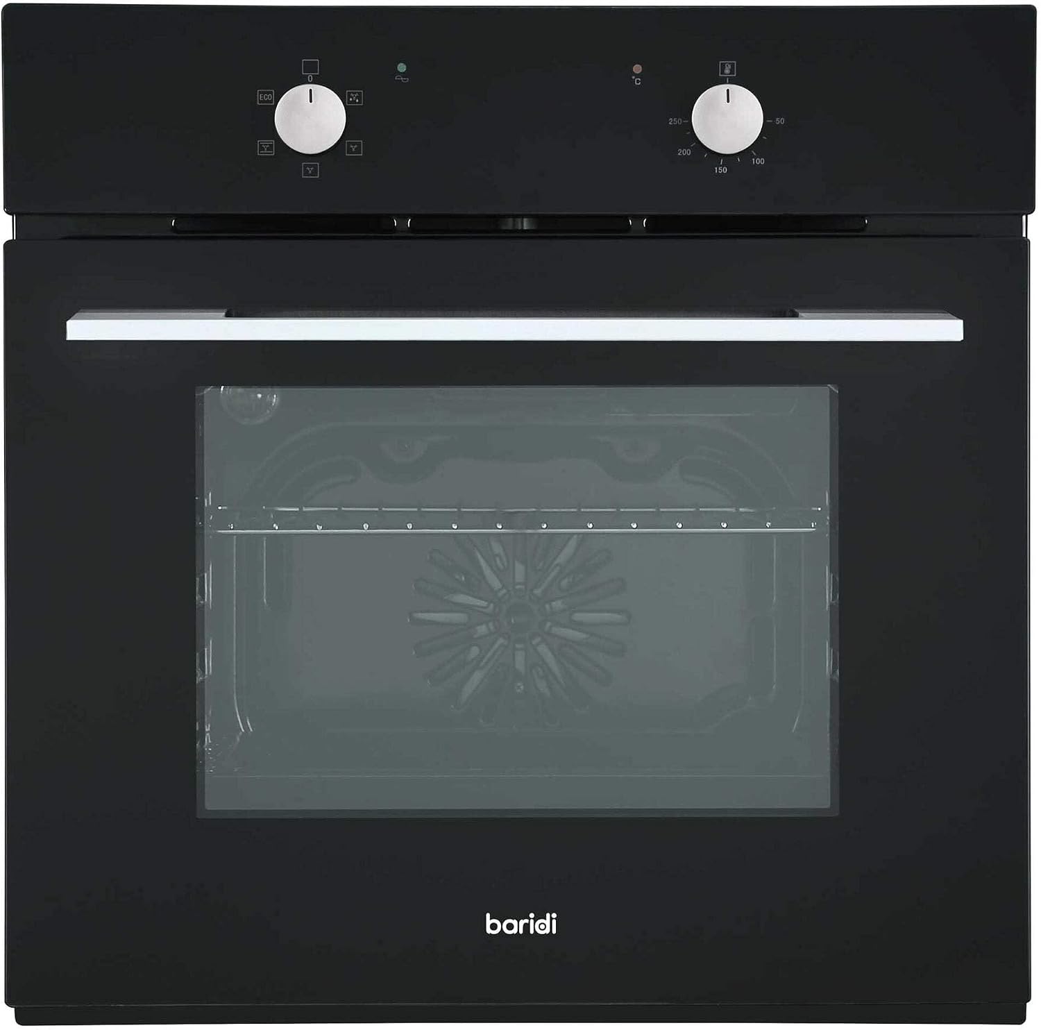 60cm Built-In Five Function Fan Assisted Oven, 55L Capacity, Black - DH124