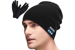 Sminiker Bonnet sans Fil V5.0 BT avec Casque Mains Libres Lavable Unisexe Cadeau pour Filles, garçons, Femmes, Hommes